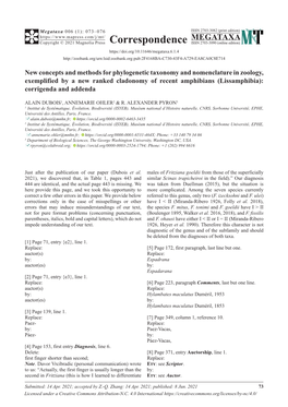 New Concepts and Methods for Phylogenetic Taxonomy And