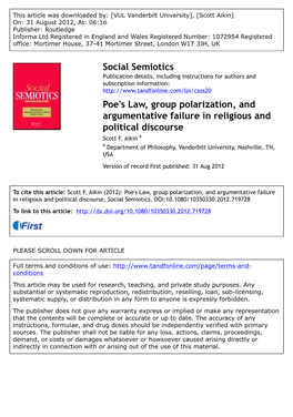 Poe's Law, Group Polarization, and Argumentative Failure in Religious and Political Discourse Scott F