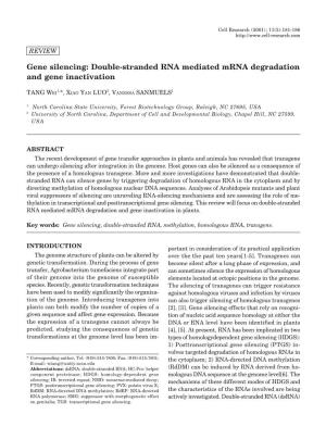 Gene Silencing: Double-Stranded RNA Mediated Mrna Degradation and Gene Inactivation