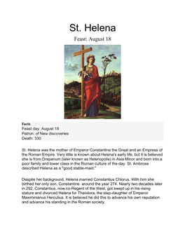 St. Helena Feast: August 18