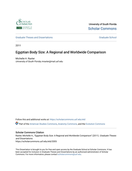 Egyptian Body Size: a Regional and Worldwide Comparison