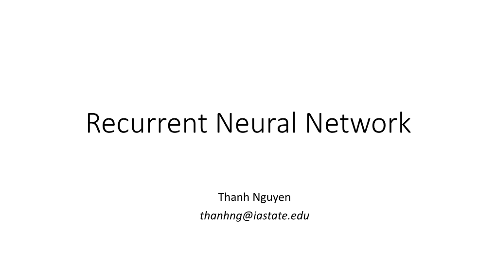 Recurrent Neural Network