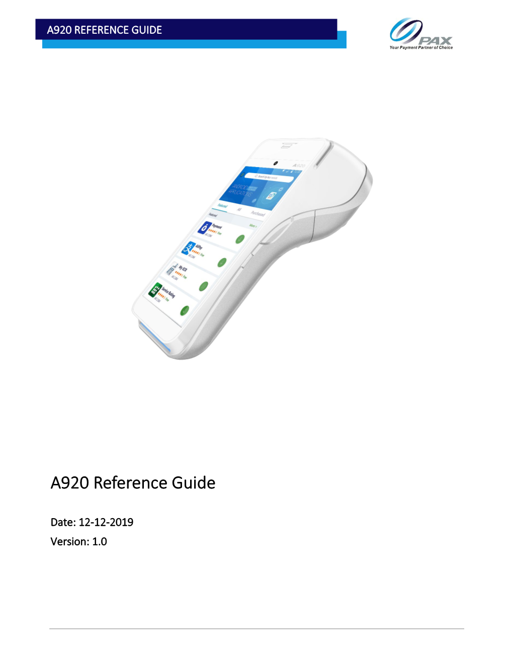 A920 Reference Guide V1.0