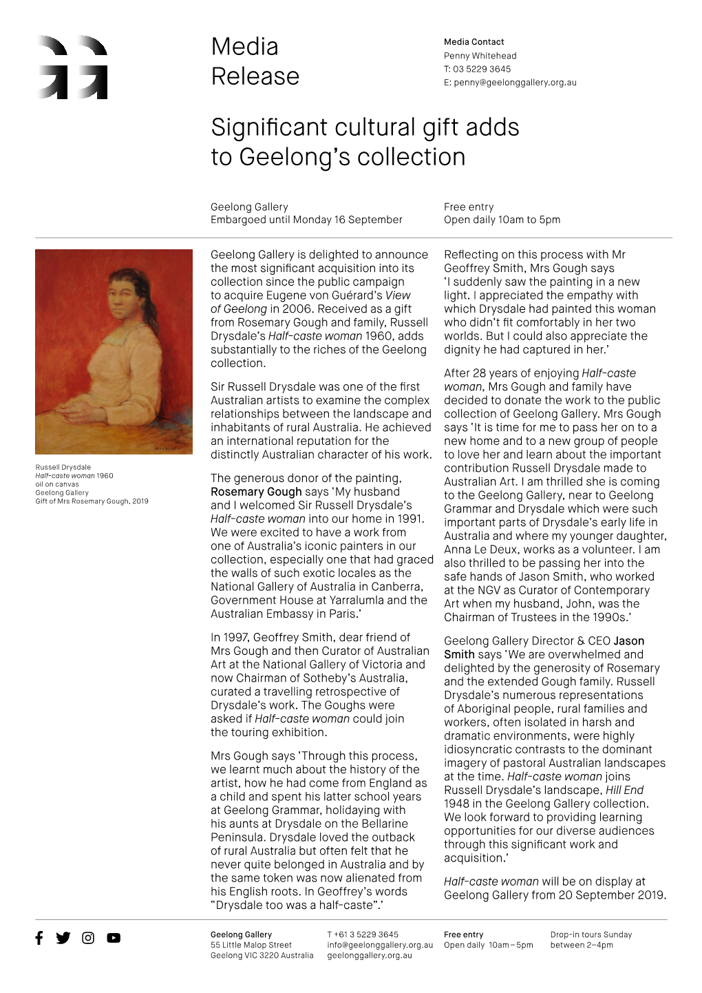 Significant Cultural Gift Adds to Geelong's Collection Media Release