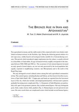 9 the Bronze Age in Iran and Afghanistan