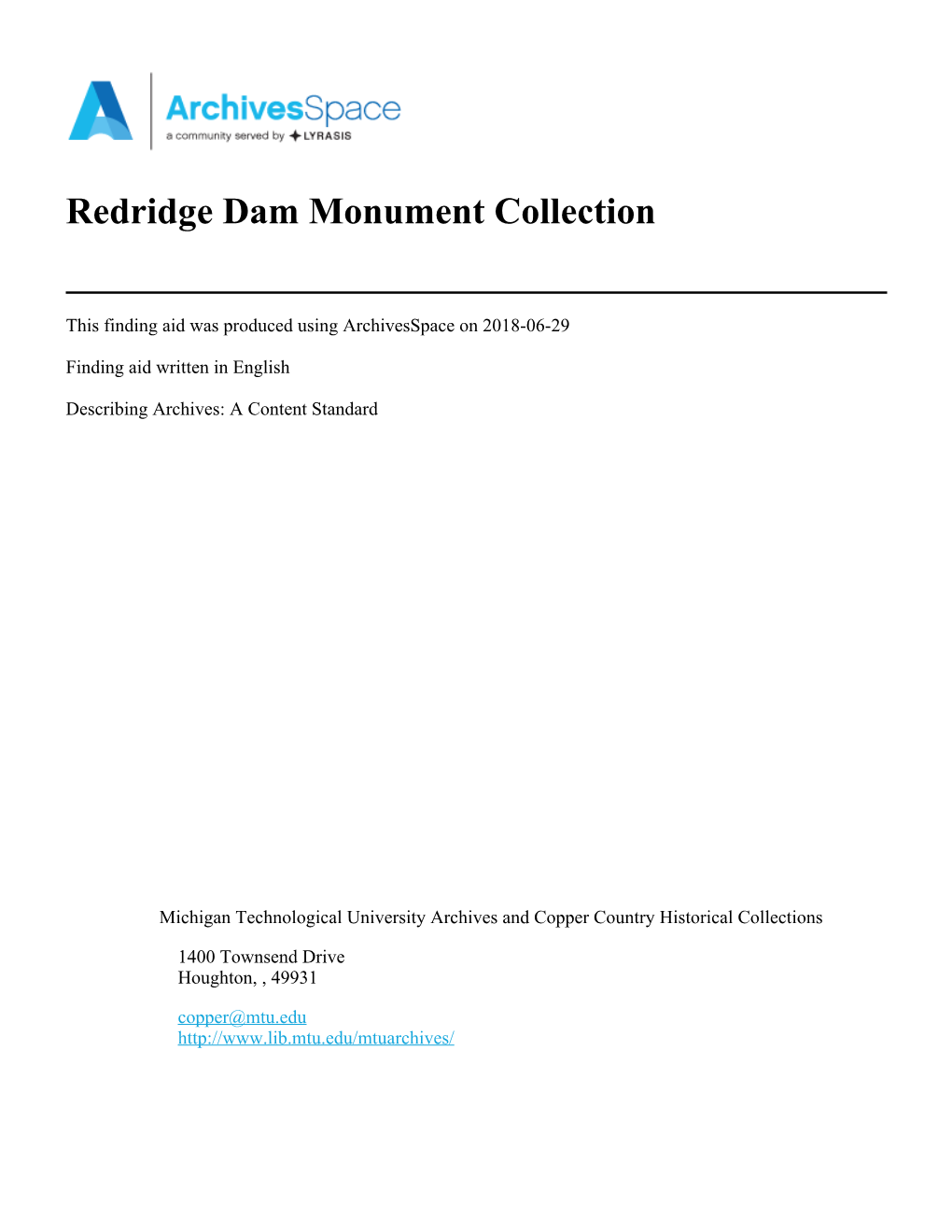 MTU-231 — Redridge Dam Monument Collection