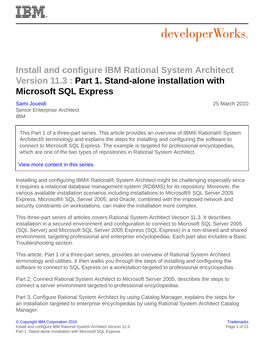 Install and Configure IBM Rational System Architect Version 11.3 : Part 1