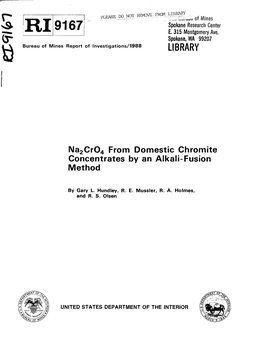 Na2cr04 from Domestic Chromite Concentrates by an Alkali-Fusion Method