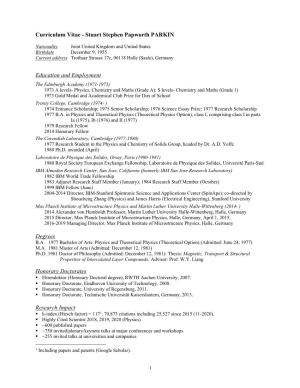 Parkin CV and Publication List 11-20-2020