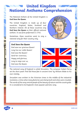 United Kingdom National Anthems Comprehension