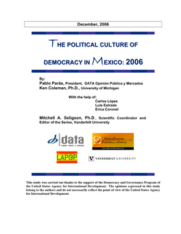 The Political Culture of Democracy in Mexico: 2006