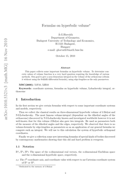 Formulas on Hyperbolic Volume