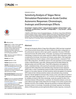 Sensitivity Analysis of Vagus Nerve Stimulation Parameters on Acute Cardiac Autonomic Responses: Chronotropic, Inotropic and Dromotropic Effects