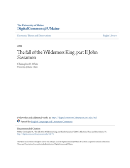 The Fall of the Wilderness King, Part II John Sassamon Christopher H