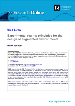 Experimental Reality: Principles for the Design of Augmented Environments
