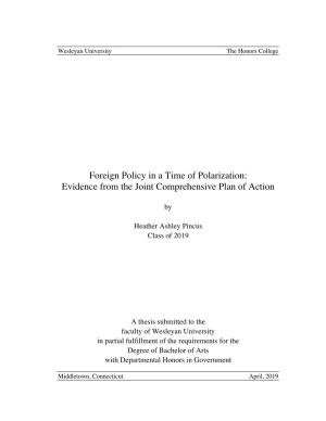 Foreign Policy in a Time of Polarization: Evidence from the Joint Comprehensive Plan of Action