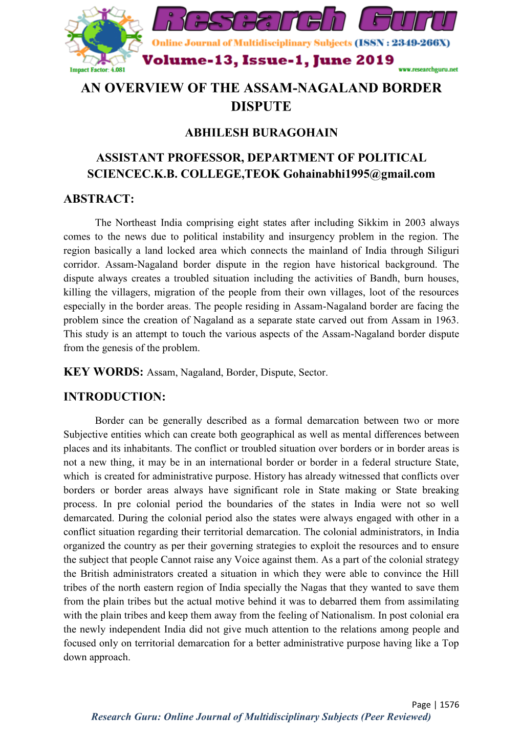 An Overview of the Assam-Nagaland Border Dispute