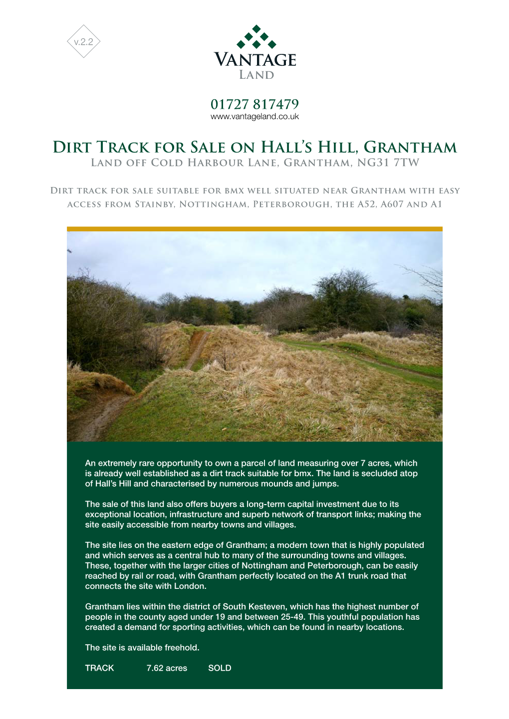 Dirt Track for Sale on Hall's Hill, Grantham