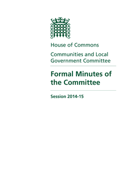 Formal Minutes of the Communities and Local Government Committee