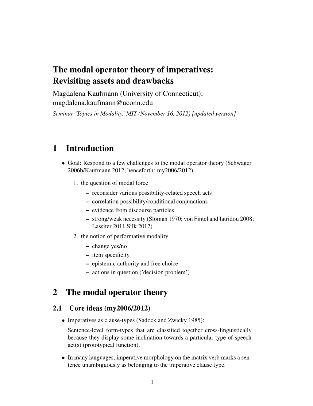 The Modal Operator Theory of Imperatives