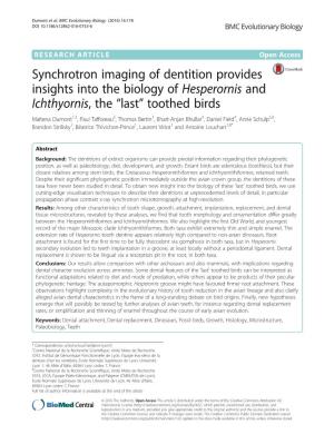 Synchrotron Imaging of Dentition Provides Insights