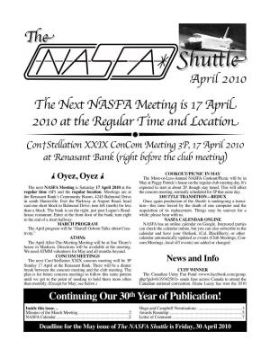 April 2010 NASFA Shuttle