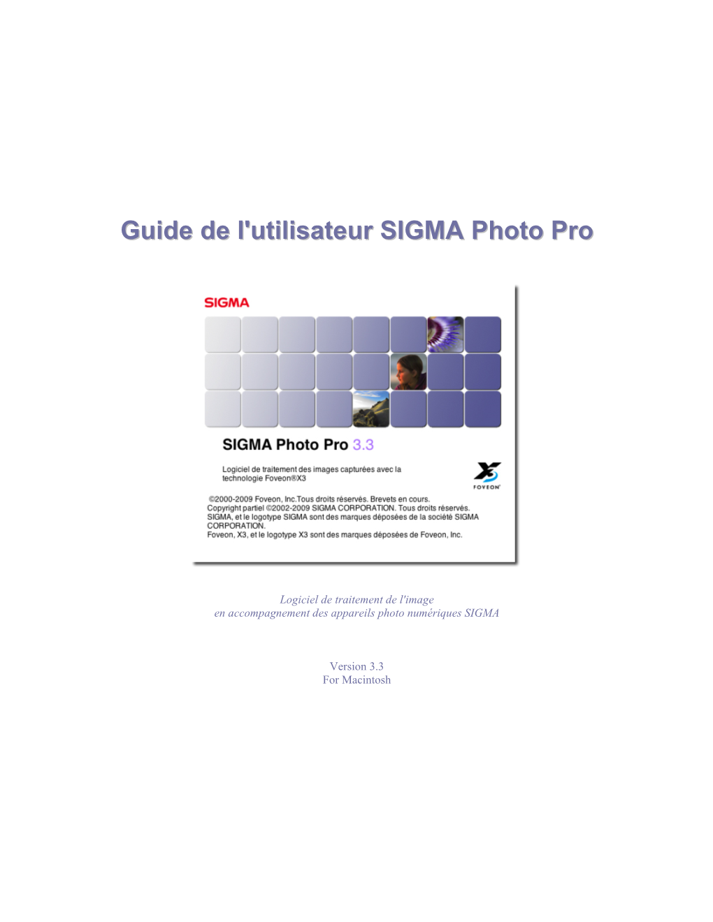 Guide De L'utilisateur SIGMA Photo Pro