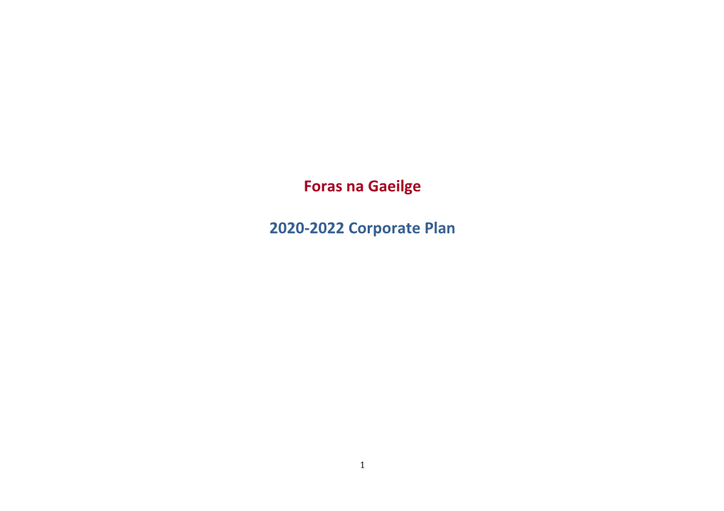 Foras Na Gaeilge 2020-2022 Corporate Plan