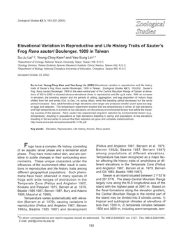 Elevational Variation in Reproductive and Life History Traits of Sauter's