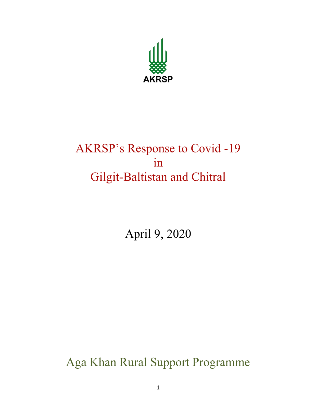 AKRSP's Response to Covid -19 in Gilgit-Baltistan and Chitral