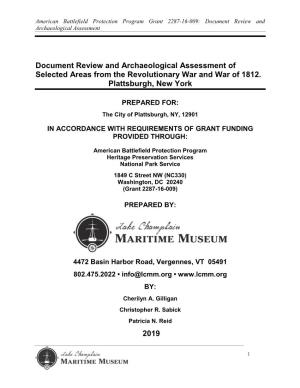 Document Review and Archaeological Assessment of Selected Areas from the Revolutionary War and War of 1812