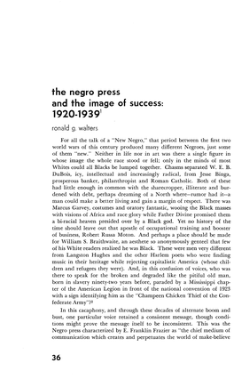 The Negro Press and the Image of Success: 1920-19391 Ronald G