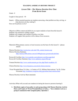 Monroe Doctrine Over Time from Kevin Grant Grade - 8