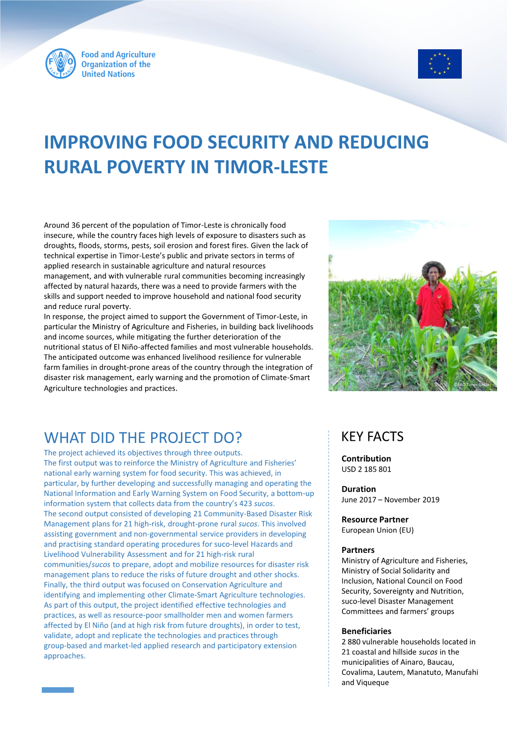 Improving Food Security and Reducing Rural Poverty in Timor-Leste