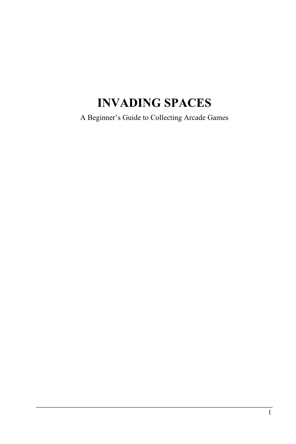 Invading Spaces (Chapter One)