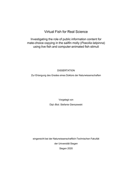 Virtual Fish for Real Science