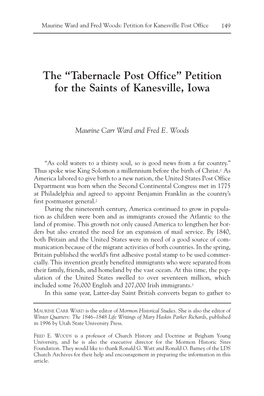 The “Tabernacle Post Office” Petition for the Saints of Kanesville, Iowa