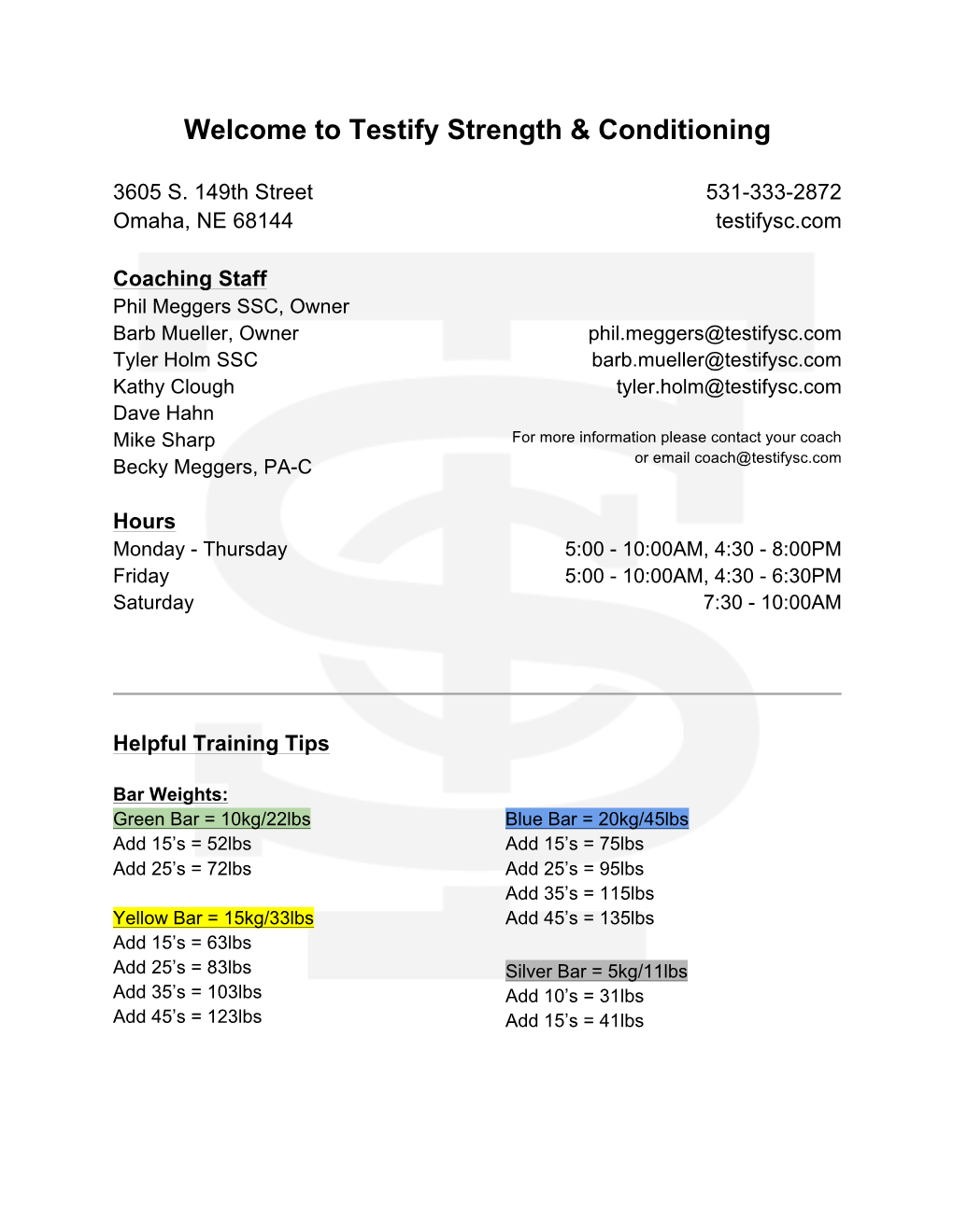 Welcome to Testify Strength & Conditioning