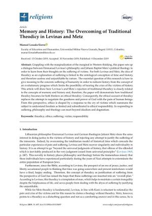 The Overcoming of Traditional Theodicy in Levinas and Metz