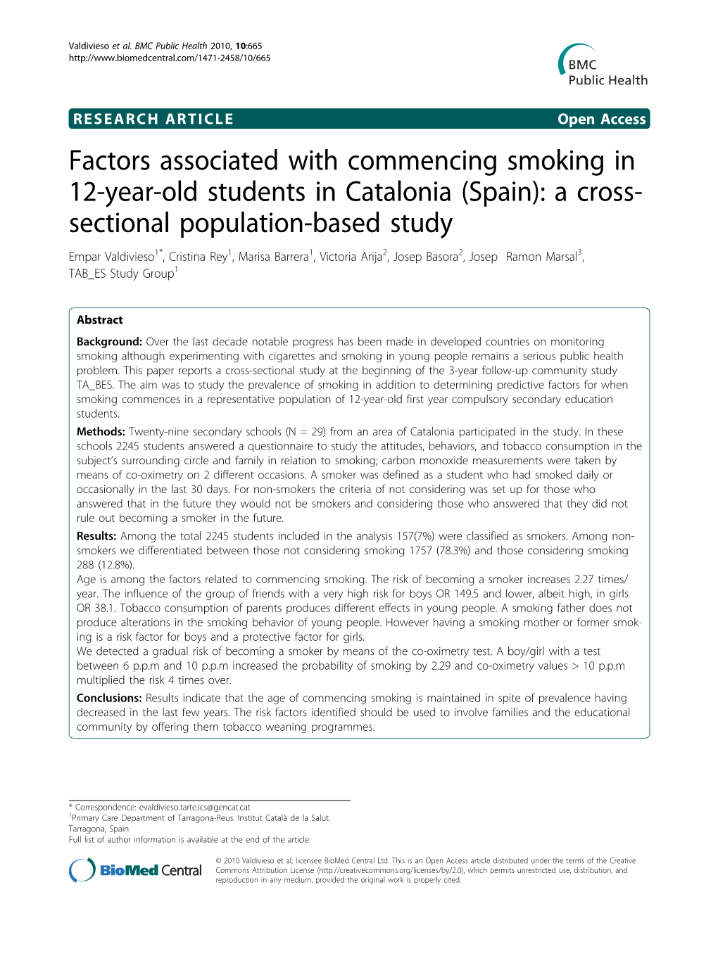 Factors Associated with Commencing Smoking in 12