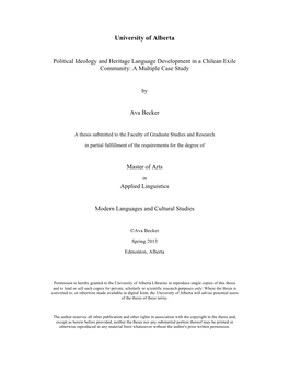 Political Ideology and Heritage Language Development in a Chilean Exile Community: a Multiple Case Study