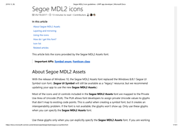 Segoe MDL2 Icons  05/19/2017  13 Minutes to Read Contributors