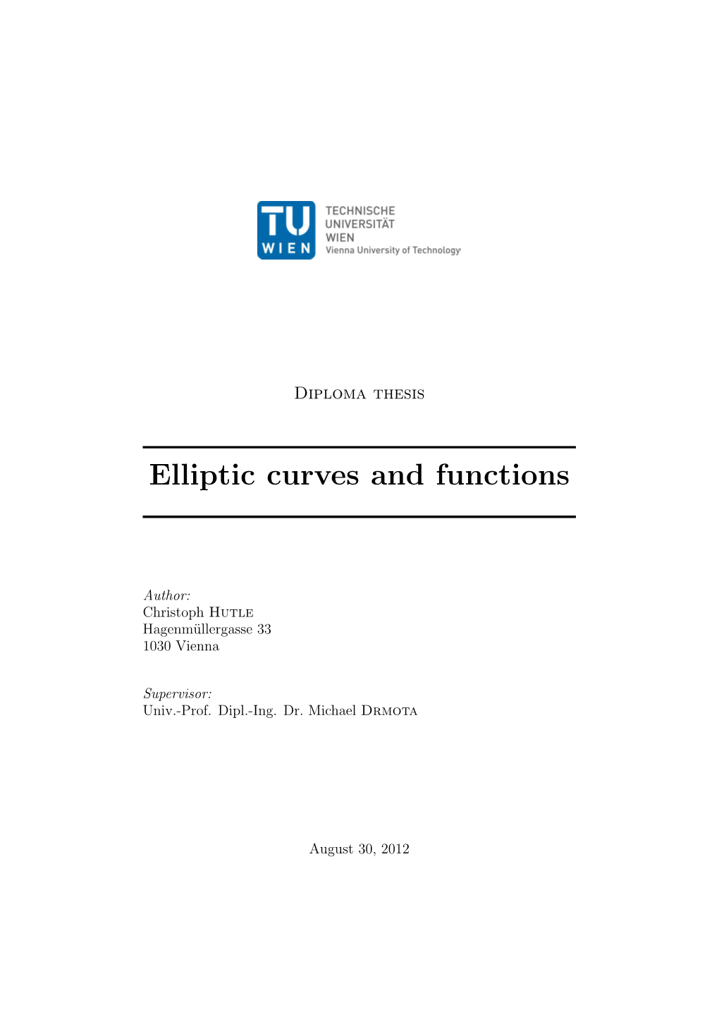 Elliptic Curves and Functions