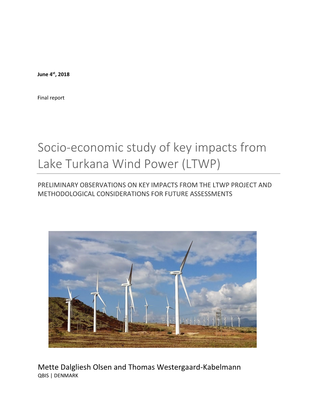 Socio-Economic Study of Key Impacts from Lake Turkana Wind Power (LTWP)