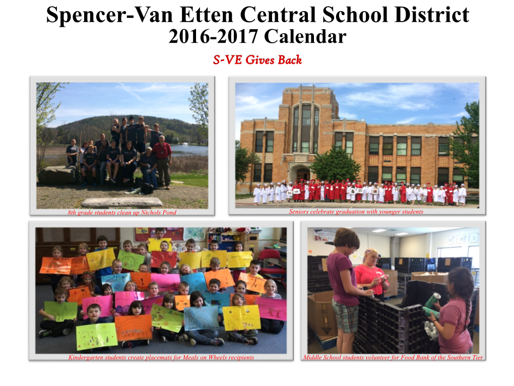 S-VE Gives Back Spencer-Van Etten Central School District 2016-2017