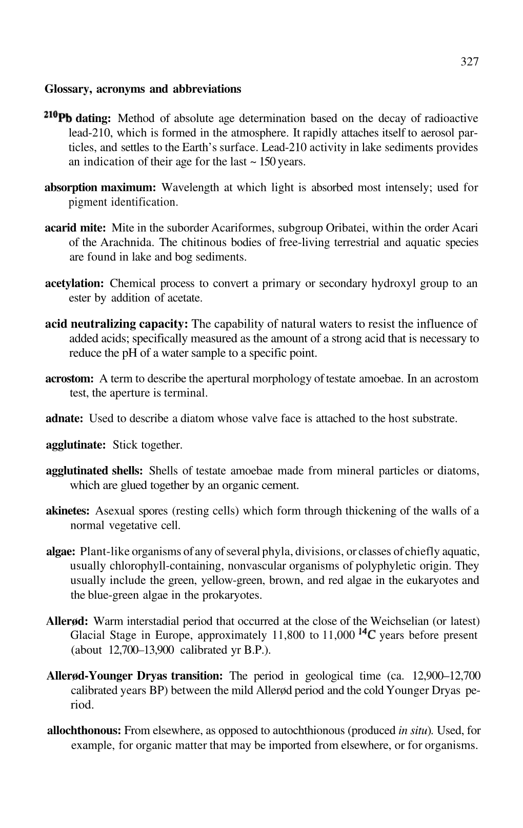 327 Glossary, Acronyms and Abbreviations Dating: Method Of