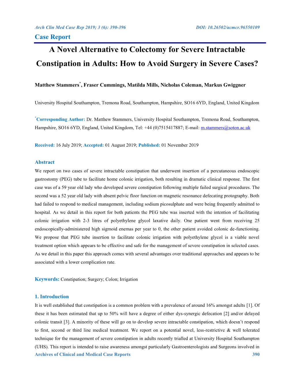 A Novel Alternative to Colectomy for Severe Intractable Constipation in Adults: How to Avoid Surgery in Severe Cases?