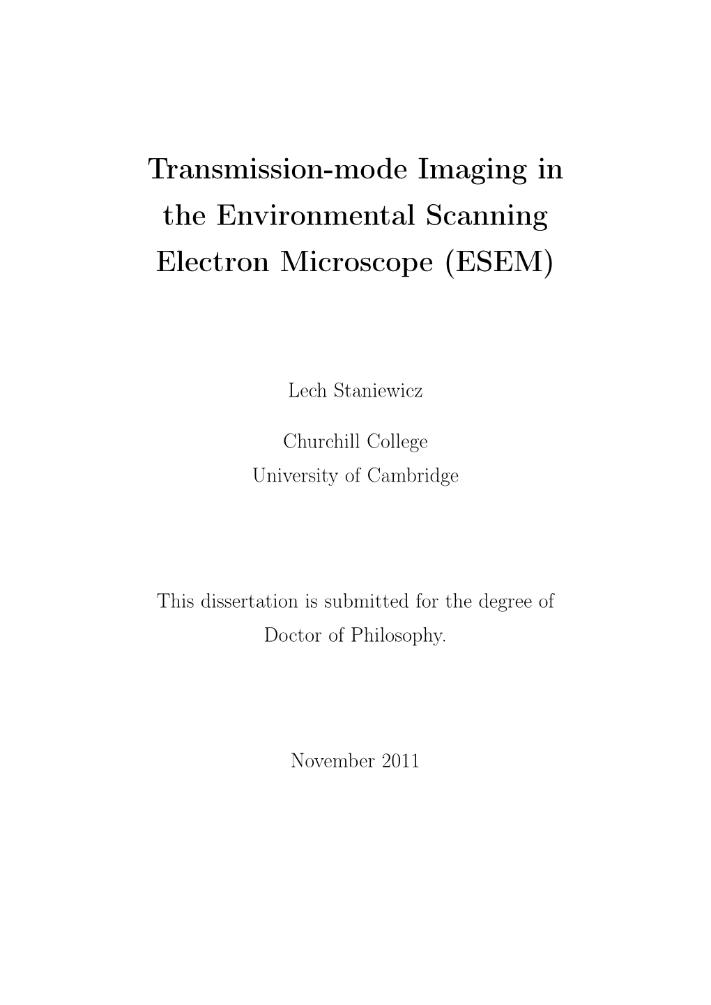 Transmission-Mode Imaging in the ESEM