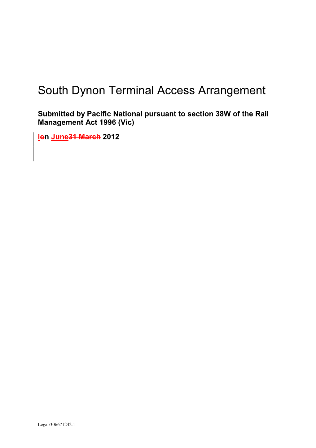 South Dynon Terminal Access Arrangement