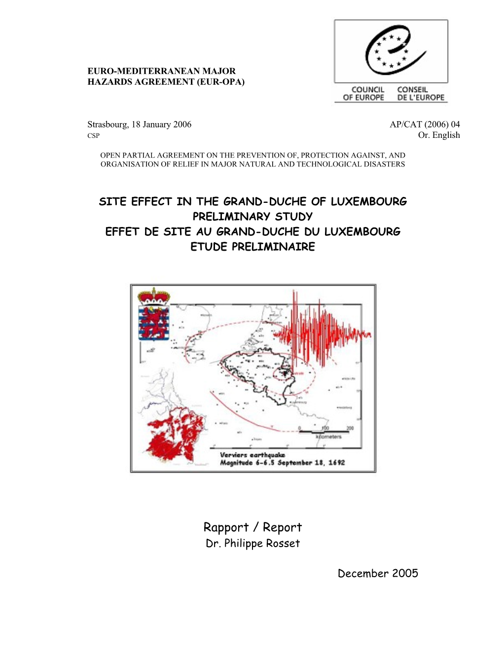 Site Effect in the Grand-Duché of Luxembourg Preliminary Study